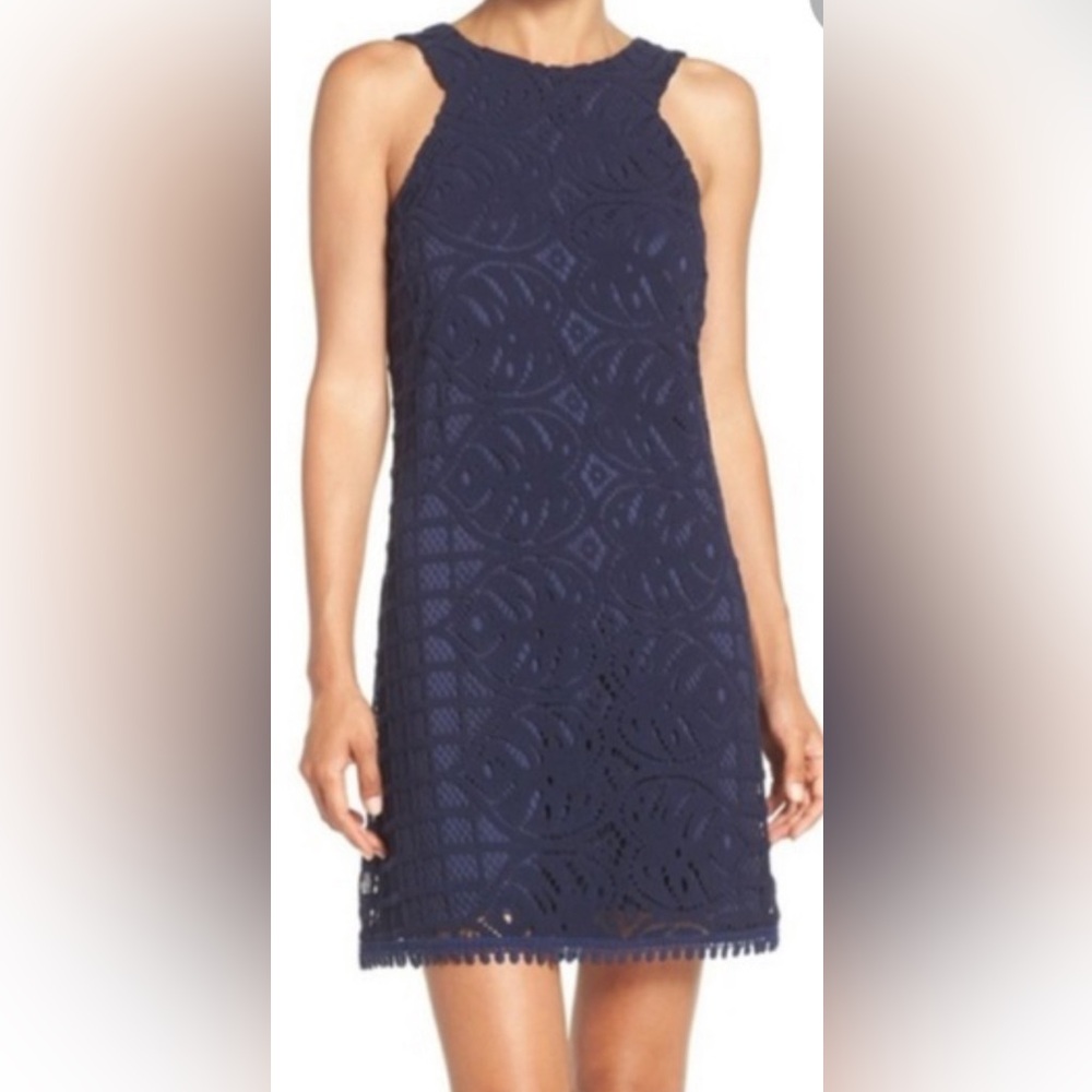 Lilly Pulitzer Navy Leaf Lace Mango Shift Dress, never worn